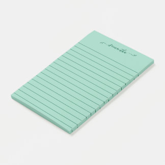 Cute Bow Signature Name Hunter Green Lines Post-it® Notes