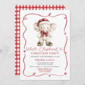 Cute Bow White Elephant Christmas Party Exchange Kaart (Voorkant / Achterkant)