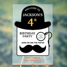 Cute Bowler Hat and Monocle Any Age Birthday Party