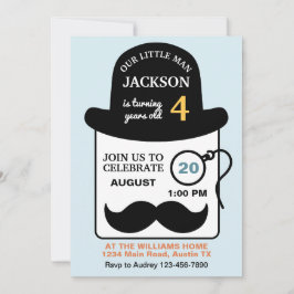 Cute Bowler Hat and Monocle Any Age Birthday Party Kaart