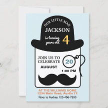Cute Bowler Hat and Monocle Any Age Birthday Party