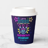 Cute Bowling Neon Birthday Girl Papieren Bekers (Voorkant)