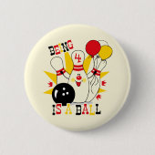 Cute Bowling Pin Birthday Button (Voorkant)