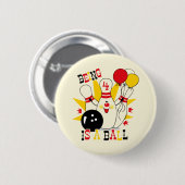 Cute Bowling Pin Birthday Button (Voorkant /achterkant)