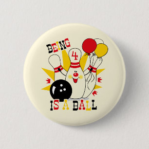 Cute Bowling Pin Birthday Button