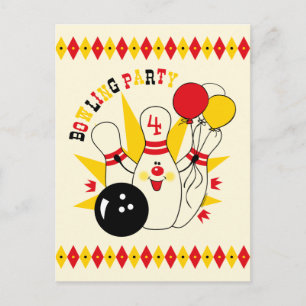 Cute Bowling Pin Birthday Invitation Briefkaart