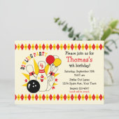 Cute Bowling Pin Birthday Uitnodiging (Staand voorkant)