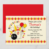 Cute Bowling Pin Birthday Uitnodiging (Voorkant / Achterkant)
