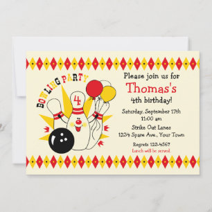 Cute Bowling Pin Birthday Uitnodiging