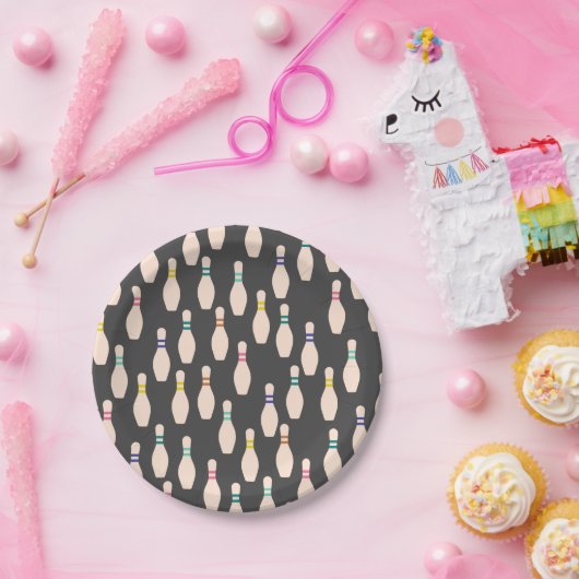 Cute Bowling Pins Paper Plates Papieren Bordje (Feest)