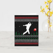 Cute Bowling Player Santa Claus Hat Ugly Christmas Kaart (Gele Bloem)