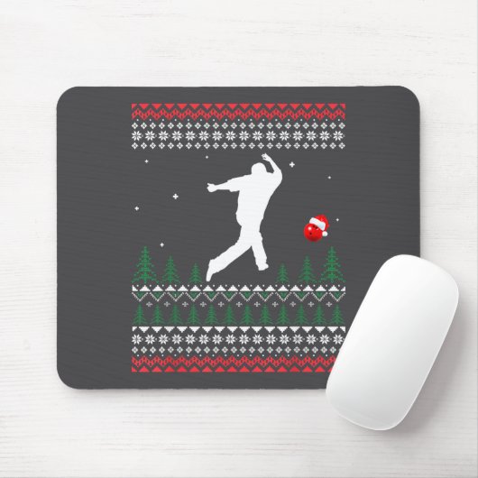 Cute Bowling Player Santa Claus Hat Ugly Christmas Muismat (Met muis)