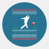 Cute Bowling Player Santa Claus Hat Ugly Christmas Ronde Sticker (Voorkant)