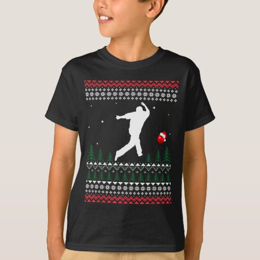 Cute Bowling Player Santa Claus Hat Ugly Christmas T-shirt (Voorkant)