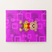 Cute Bowtie Teddy Bear Pink Geometric  Legpuzzel (Horizontaal)