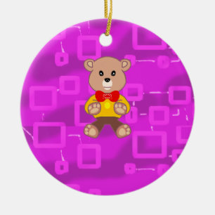 Cute Bowtie Teddy Bear Ruimteschip Keramisch Ornament