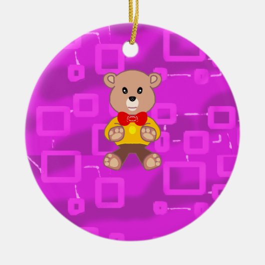 Cute Bowtie Teddy Bear  Spaceship  Keramisch Ornament (Voorkant)