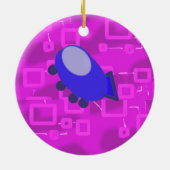 Cute Bowtie Teddy Bear  Spaceship  Keramisch Ornament (Achterkant)