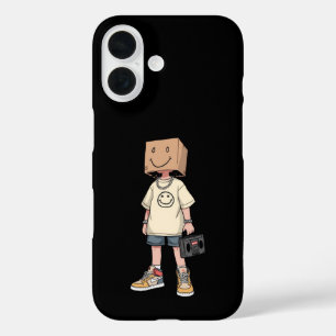 Cute Box Head Boy Streetwear Esthetische iPhone Ho 16 Hoesje
