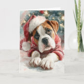 Cute Boxer Christmas Greeting Card  Feestdagen Kaart (Voorkant)