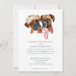Cute Boxer Dog Bride and Groom Wedding Kaart