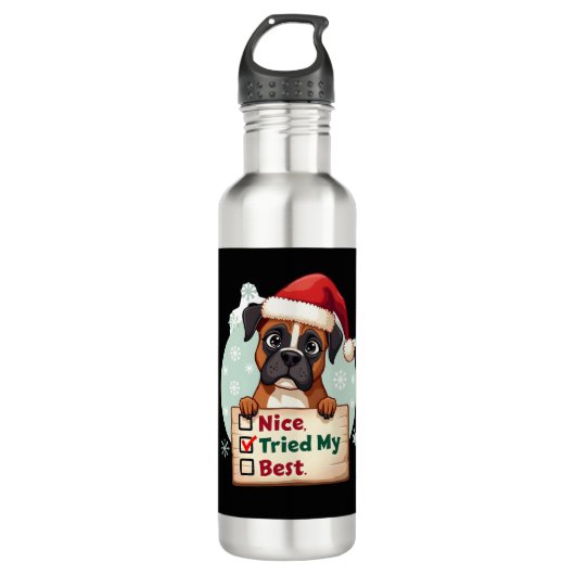 Cute Boxer dog Dog Christmas Nice Tried my Best ( Waterfles (Voorkant)