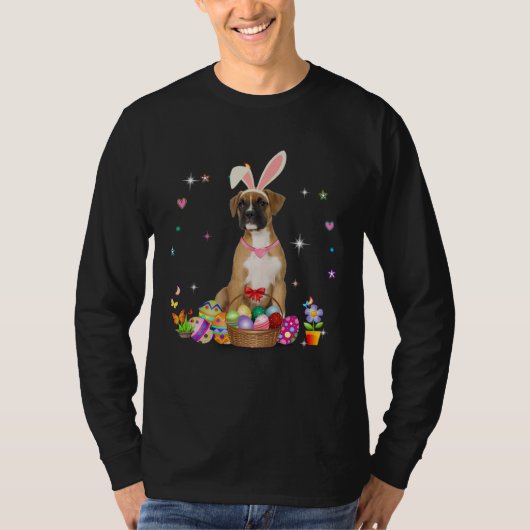Cute Boxer Dog Easter Day Bunny Eggs Easter Costum T-shirt (Voorkant)