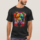 Cute Boxer Dog Flowers T-shirt (Voorkant)