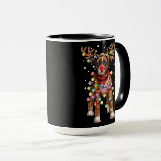 Cute Boxer Dog Funny kerstfeestcadeaus Mok (Voorkant rechts)