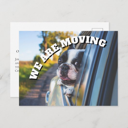 Cute Boxer Dog in Autoadres Aankondigingskaart (Voorkant / Achterkant)