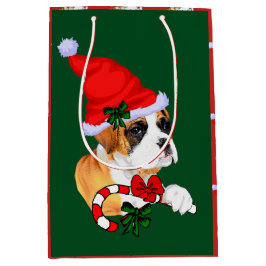 Cute Boxer Dog kerstary Medium Cadeauzakje