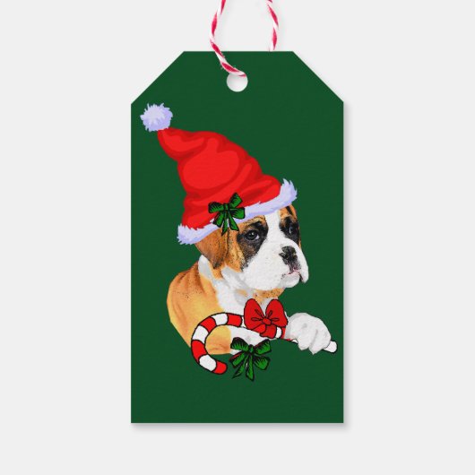 Cute Boxer Dog kerstcadeaus Cadeaulabel (Achterkant)