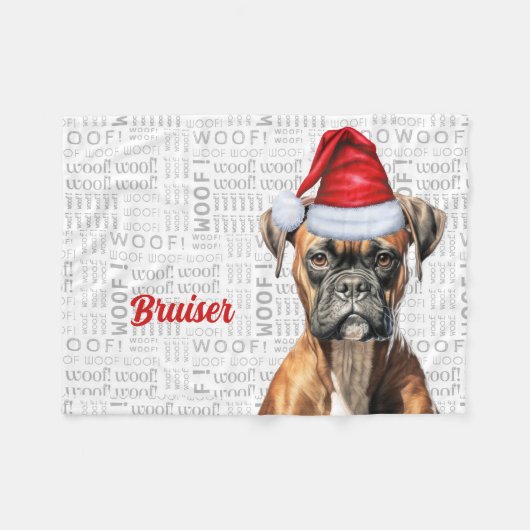 Cute Boxer Dog Kerstfeestdag Fleece Deken (Voorkant (Horizontaal))