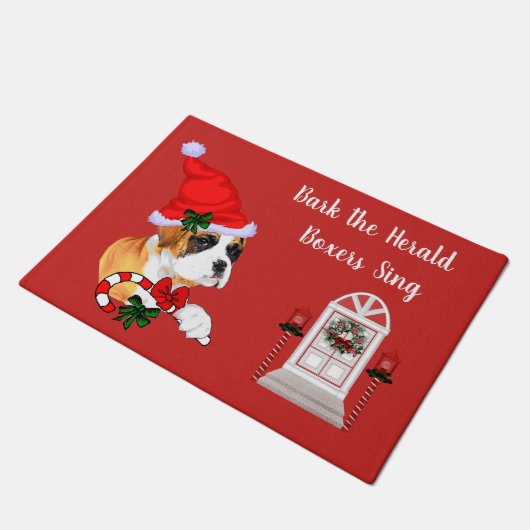 Cute Boxer Dog Kerstmis Deurmat (Schuin)
