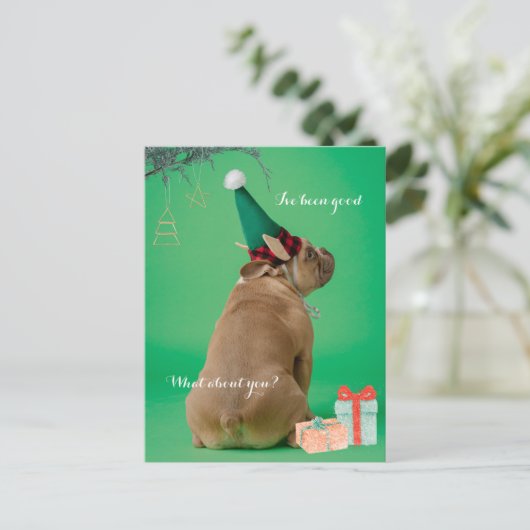 Cute Boxer Dog Kerstmis Ik ben goed Briefkaart gew (Staand voorkant)