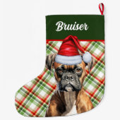 Cute Boxer Dog met Holiday Pset Persoonlijk Grote Kerstsok (Achterkant)