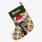 Cute Boxer Dog met Holiday Pset Persoonlijk Grote Kerstsok (Achterkant (Hangend))