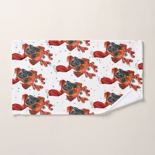 Cute Boxer Dog met Reindeer Antlers Kerstmis Handdoek (Handdoek)