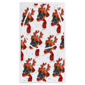 Cute Boxer Dog met Reindeer Antlers Kerstmis Klein Cadeauzakje (Achterkant)