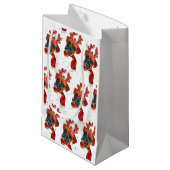 Cute Boxer Dog met Reindeer Antlers Kerstmis Klein Cadeauzakje (Voorkant Gekanteld)