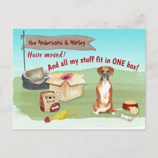 Cute Boxer Dog ons nieuwe adres     Briefkaart (Voorkant)