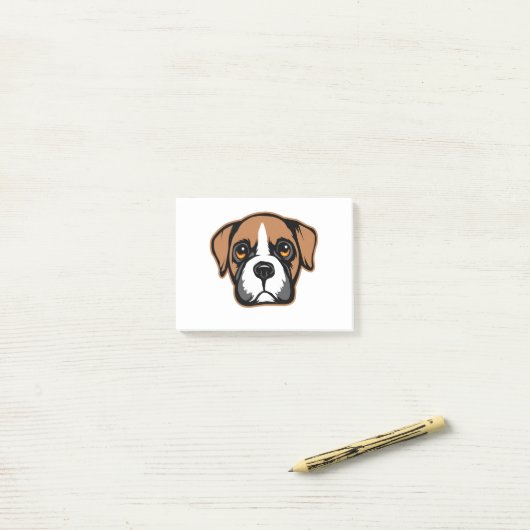 Cute Boxer Dog Puppy Portret Tekening Post-it® Notes (Op bureau)