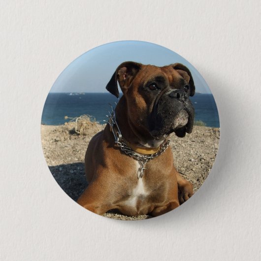 Cute Boxer Dog Round Button (Voorkant)