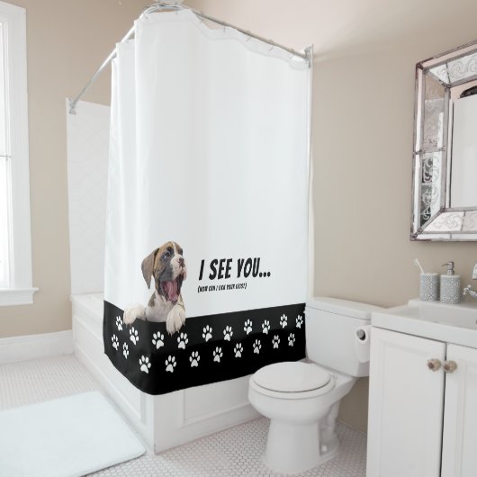 Cute Boxer Dog Shower Curtain Douchegordijn (In situ)