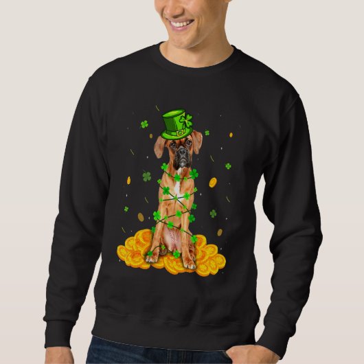 Cute Boxer Dog St Patricks Day Irish Shamrock Trui (Voorkant)