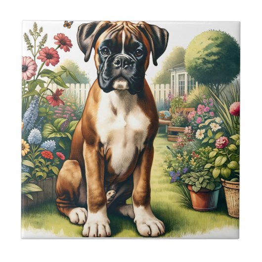 Cute Boxer Dog Tegeltje (Voorkant)