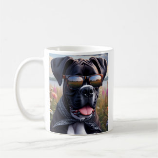 Cute Boxer Dog with Shades Koffiemok