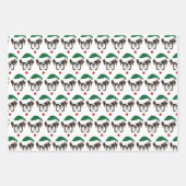 Cute Boxer en Red Striped Kerstmis Inpakpapier Vel (Voorkant)