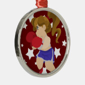 Cute Boxer Girl Metalen Ornament (Rechts)