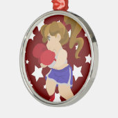Cute Boxer Girl Metalen Ornament (Links)